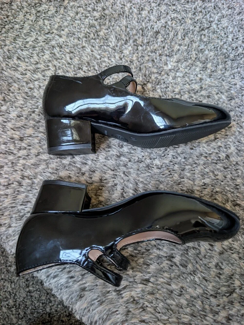 Girls Black Patent Leather Mary Jane Platform Heel Dress Shoes Size 1 Buckles